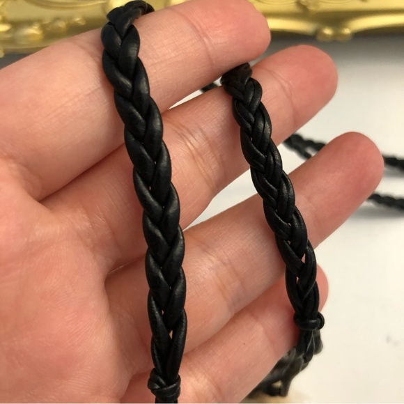 Leather Strand Wrap Choker with Feathers - Picture 4 of 5